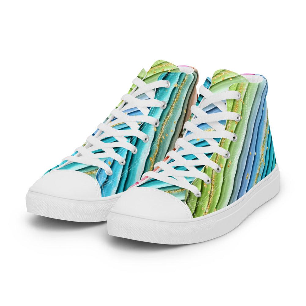 Pleats of Color Women’s High Top Canvas Shoes - MessyBunFun - Your Destination for Stylish Unisex Clothing, Tops and bottoms - MessyBunFun.com