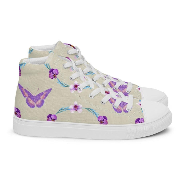 Butterfly Garden Women’s High Top Canvas Shoes - MessyBunFun - Your Destination for Stylish Unisex Clothing, Tops and bottoms - MessyBunFun.com