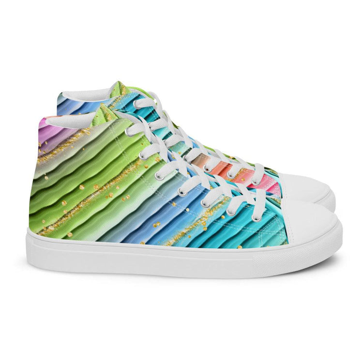 Pleats of Color Women’s High Top Canvas Shoes - MessyBunFun - Your Destination for Stylish Unisex Clothing, Tops and bottoms - MessyBunFun.com