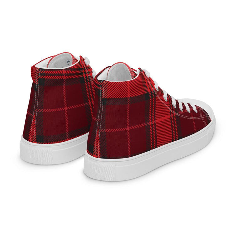 Red Buffalo Plaid Women’s High Top Canvas Shoes - MessyBunFun - Your Destination for Stylish Unisex Clothing, Tops and bottoms - MessyBunFun.com