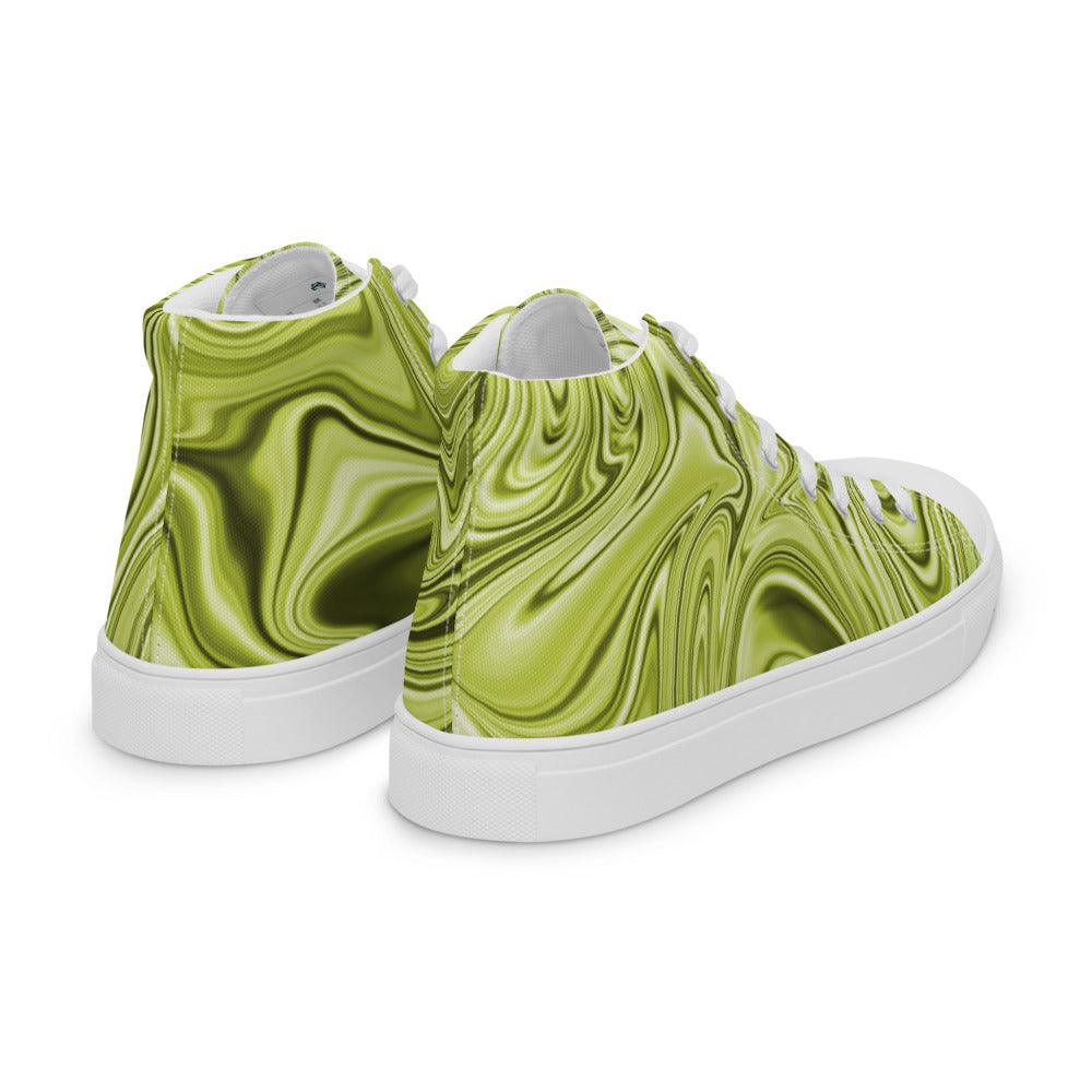 Marble Lime Women’s High Top Canvas Shoes