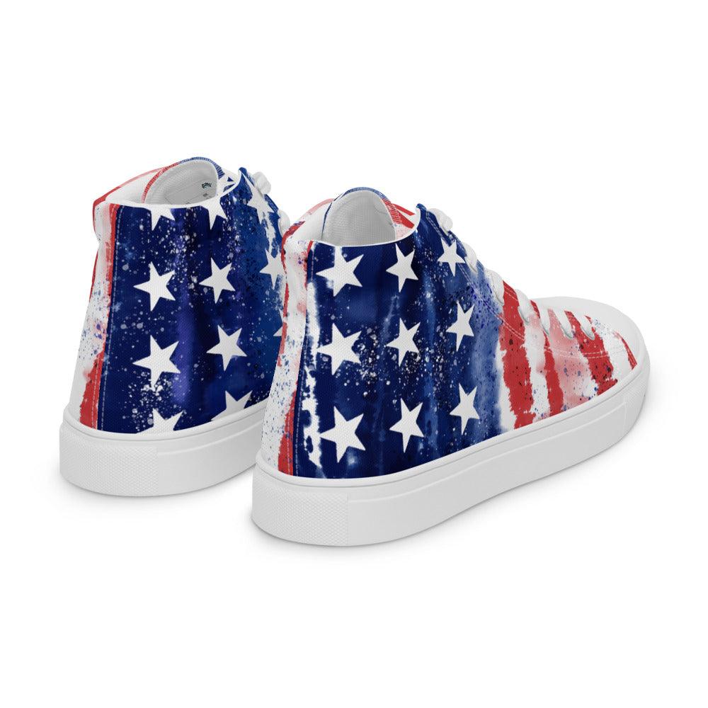 Tie-Dye Flag Women’s High Top Canvas Shoes - MessyBunFun - Your Destination for Stylish Unisex Clothing, Tops and bottoms - MessyBunFun.com