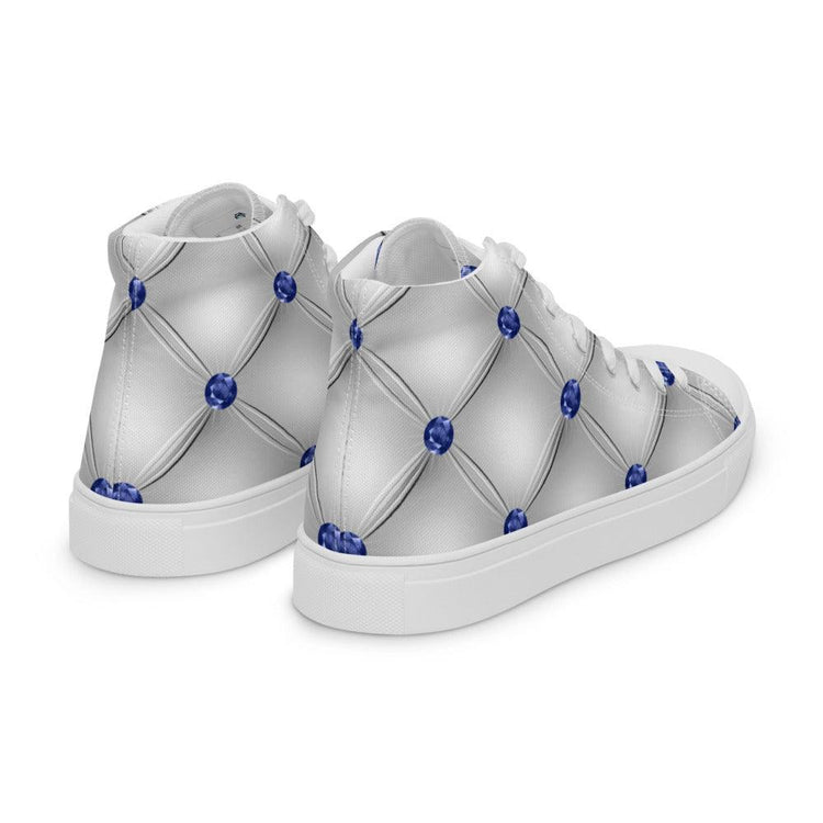 White Diamond Tuck Women’s High Top Canvas Shoes - MessyBunFun - Your Destination for Stylish Unisex Clothing, Tops and bottoms - MessyBunFun.com