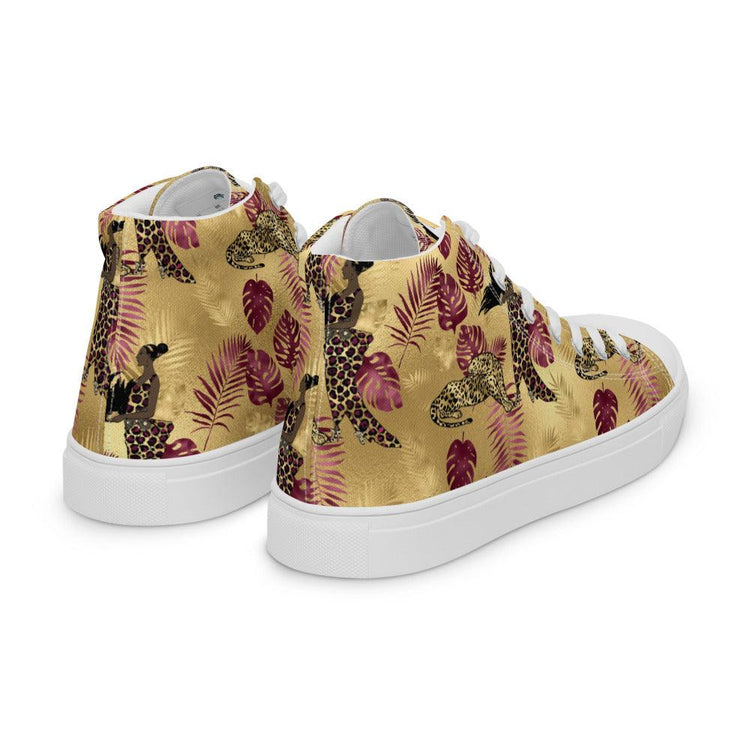 Maroon Tropical Edge Women’s High Top Canvas Shoes - MessyBunFun - Your Destination for Stylish Unisex Clothing, Tops and bottoms - MessyBunFun.com