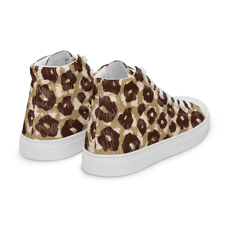 Tan and Brown Leopard Women’s High Top Canvas Shoes