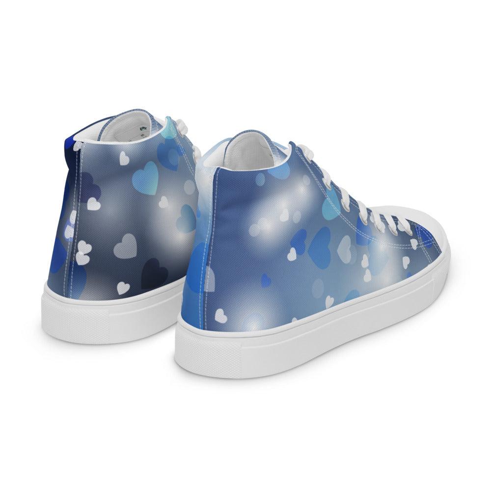 Blue Heart Dreams Women’s High Top Canvas Shoes - MessyBunFun - Your Destination for Stylish Unisex Clothing, Tops and bottoms - MessyBunFun.com