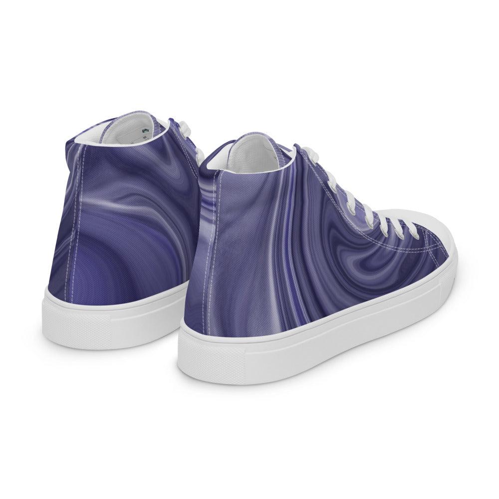 Navy Marble Women’s High Top Canvas Shoes - MessyBunFun - Your Destination for Stylish Unisex Clothing, Tops and bottoms - MessyBunFun.com