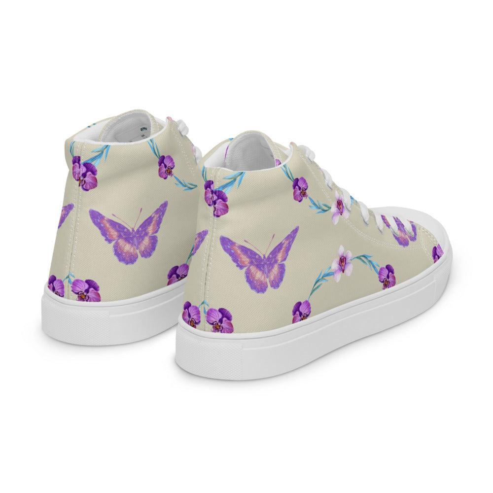 Butterfly Garden Women’s High Top Canvas Shoes - MessyBunFun - Your Destination for Stylish Unisex Clothing, Tops and bottoms - MessyBunFun.com