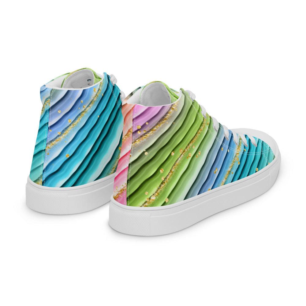 Pleats of Color Women’s High Top Canvas Shoes - MessyBunFun - Your Destination for Stylish Unisex Clothing, Tops and bottoms - MessyBunFun.com