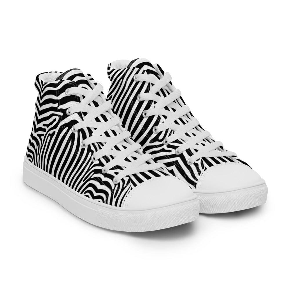 Zebra Black and White Stripes Women’s High Top Canvas Shoes