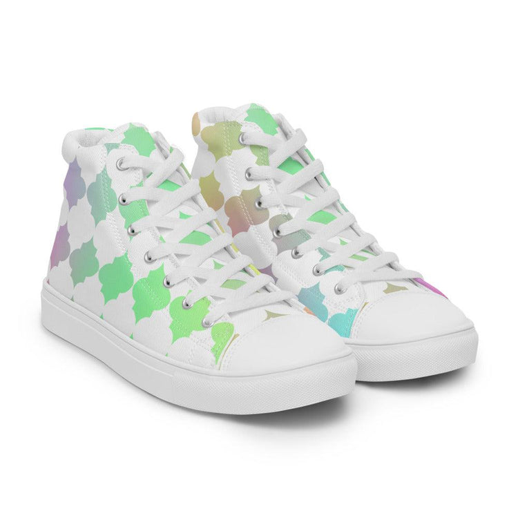 Moroccan Madness Women’s High Top Canvas Shoes - MessyBunFun - Your Destination for Stylish Unisex Clothing, Tops and bottoms - MessyBunFun.com