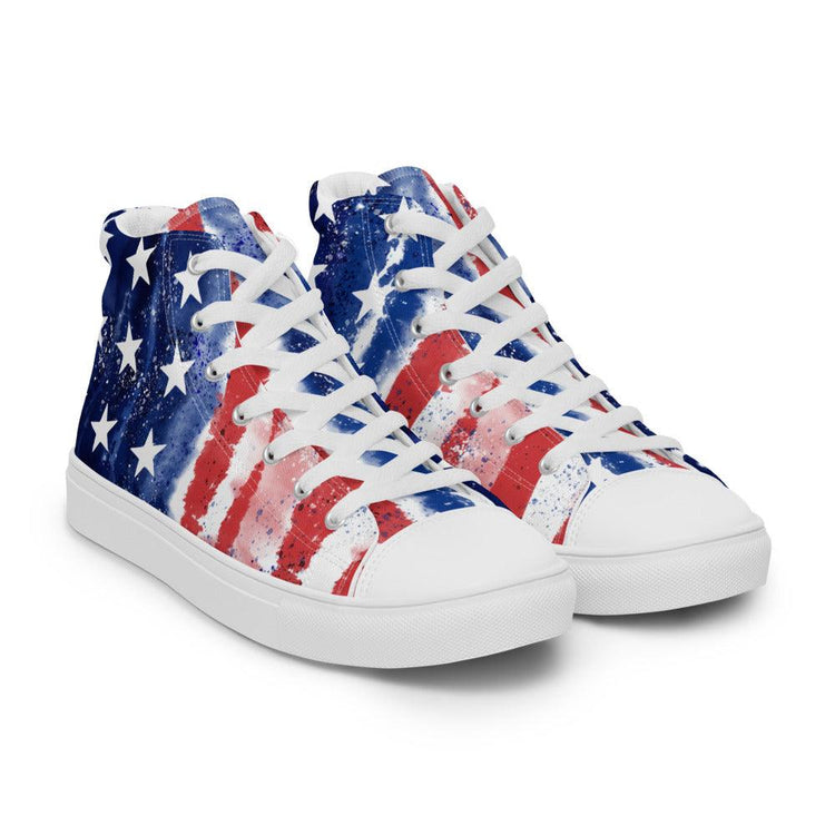 Tie-Dye Flag Women’s High Top Canvas Shoes - MessyBunFun - Your Destination for Stylish Unisex Clothing, Tops and bottoms - MessyBunFun.com