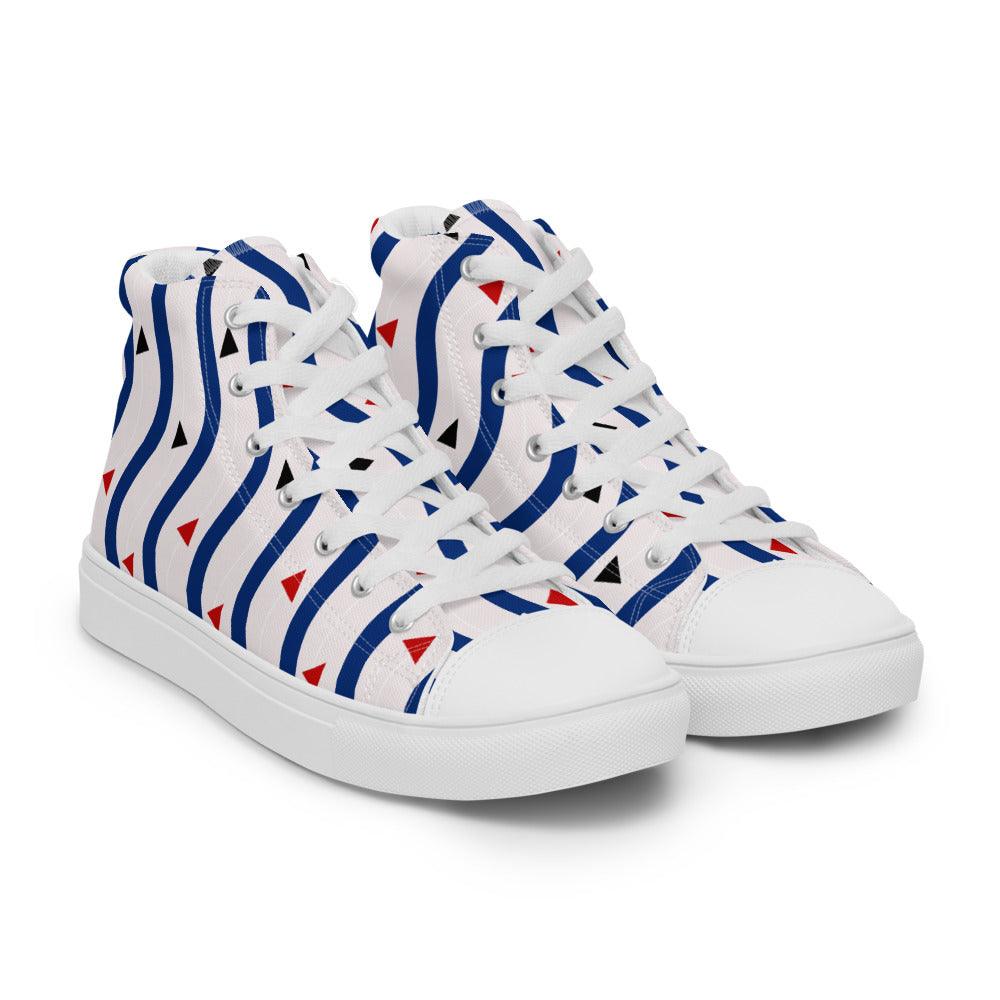 Triangle and Waves Women’s High Top Canvas Shoes - MessyBunFun - Your Destination for Stylish Unisex Clothing, Tops and bottoms - MessyBunFun.com