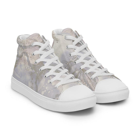 Silver Madness Women’s High Top Canvas Shoes - MessyBunFun - Your Destination for Stylish Unisex Clothing, Tops and bottoms - MessyBunFun.com