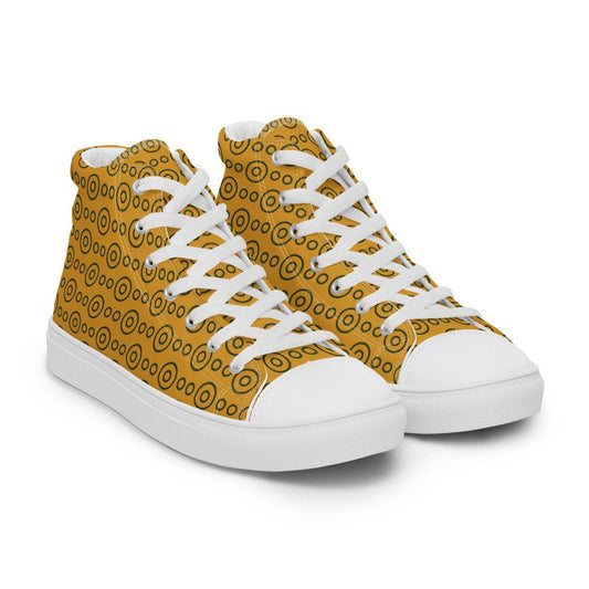 Gold and Grey Circles Women’s High Top Canvas Shoes - MessyBunFun - Your Destination for Stylish Unisex Clothing, Tops and bottoms - MessyBunFun.com