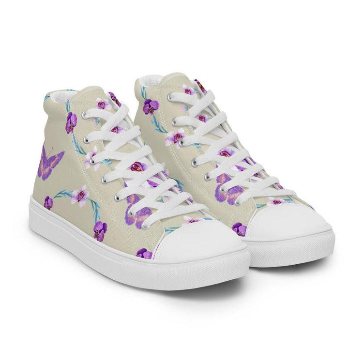 Butterfly Garden Women’s High Top Canvas Shoes - MessyBunFun - Your Destination for Stylish Unisex Clothing, Tops and bottoms - MessyBunFun.com