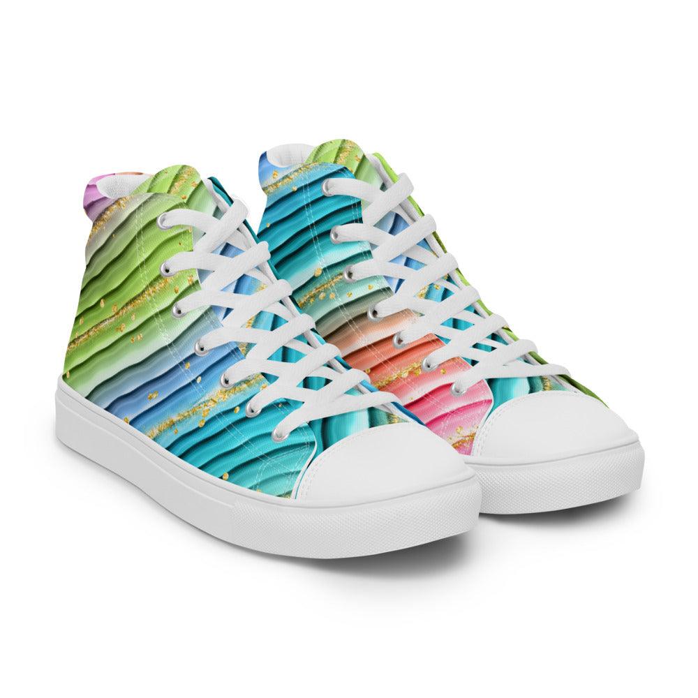 Pleats of Color Women’s High Top Canvas Shoes - MessyBunFun - Your Destination for Stylish Unisex Clothing, Tops and bottoms - MessyBunFun.com