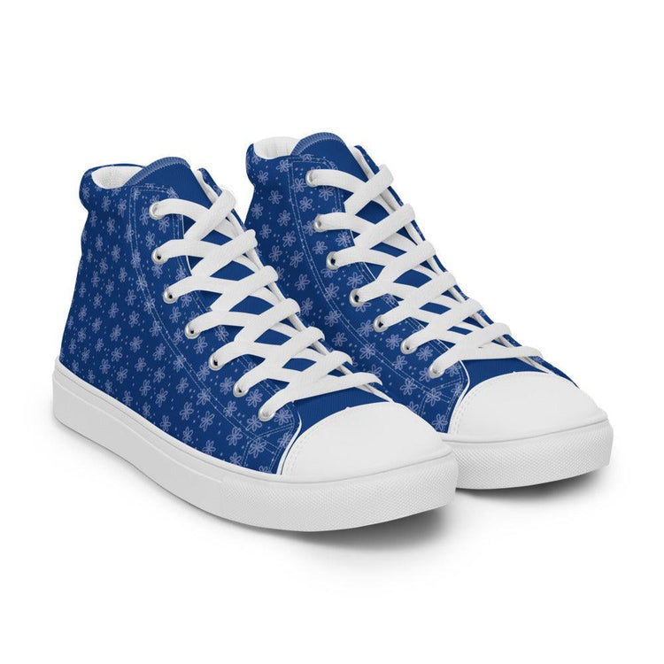 Calico Blue Women’s High Top Canvas Shoes - MessyBunFun - Your Destination for Stylish Unisex Clothing, Tops and bottoms - MessyBunFun.com