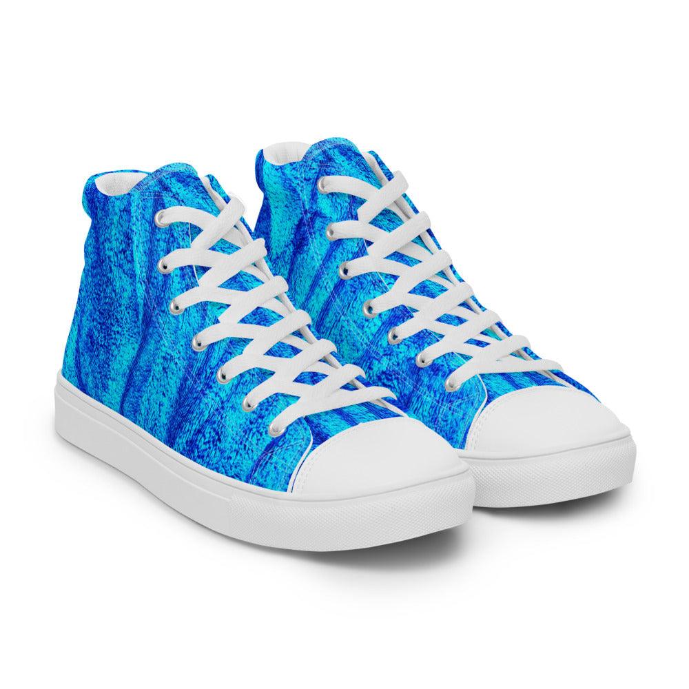 Blue on Blue Women’s High Top Canvas Shoes - MessyBunFun - Your Destination for Stylish Unisex Clothing, Tops and bottoms - MessyBunFun.com