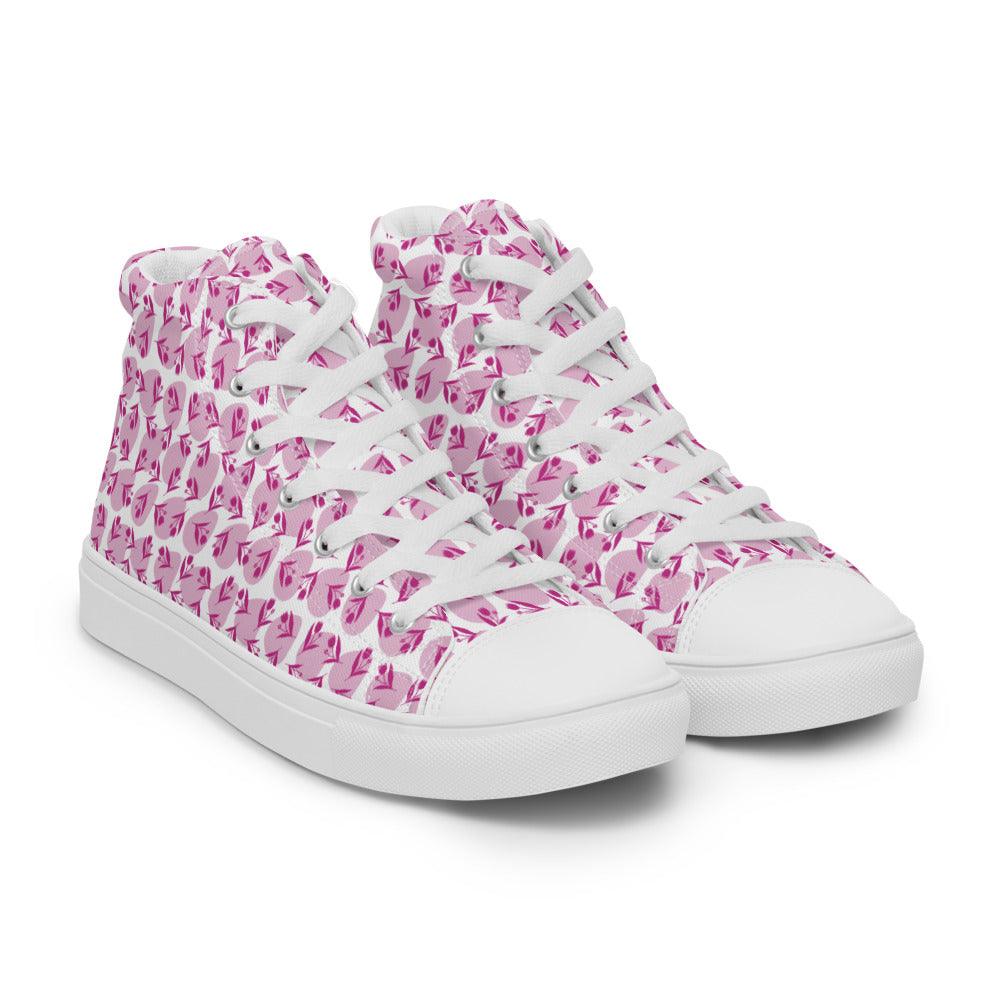 Roses in a Row Women’s High Top Canvas Shoes - MessyBunFun - Your Destination for Stylish Unisex Clothing, Tops and bottoms - MessyBunFun.com