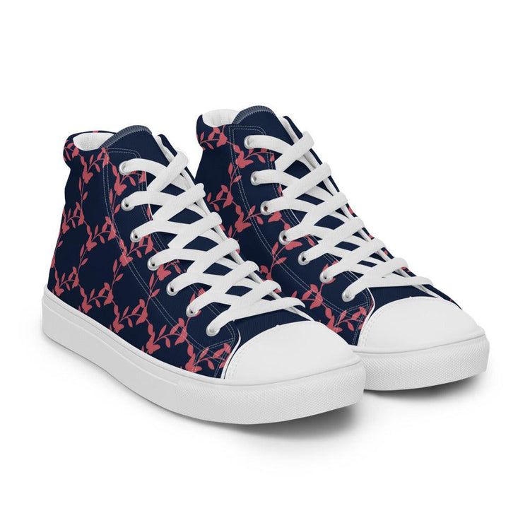 Red Vines on Black Women’s High Top Canvas Shoes - MessyBunFun - Your Destination for Stylish Unisex Clothing, Tops and bottoms - MessyBunFun.com