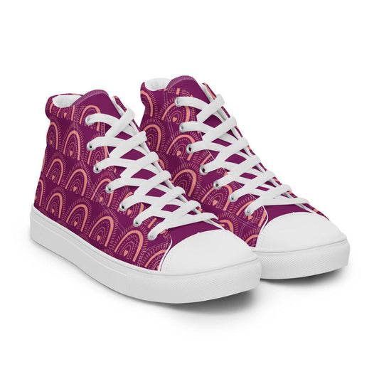 Pink Rainbow Women’s High Top Canvas Shoes