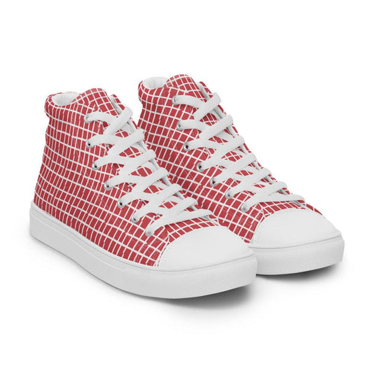 Red Squared Women’s High Top Canvas Shoes