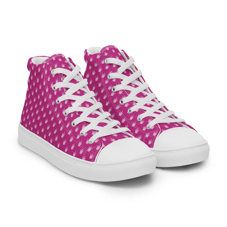 Pink Crown Women’s High Top Canvas Shoes - MessyBunFun - Your Destination for Stylish Unisex Clothing, Tops and bottoms - MessyBunFun.com